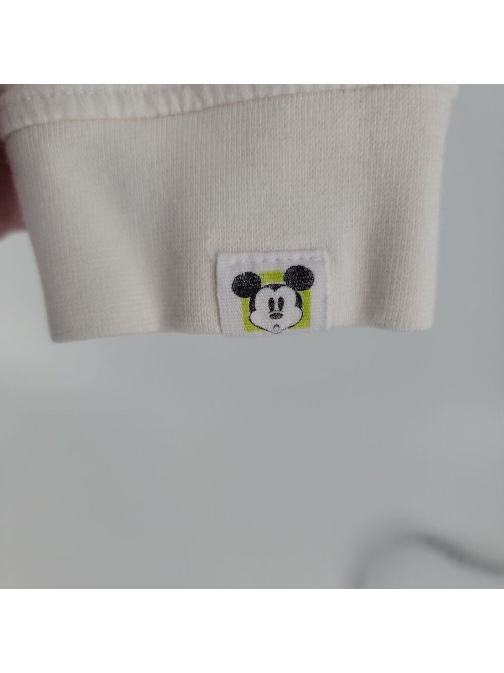 Disney Mickey Mouse Cropped Hoodie Xs Cream Yellow Graphic Pullover View 5